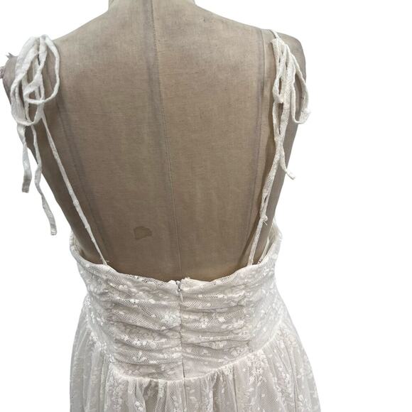 Lulus Charismatic Sweetie White Lace Ruched Tie-Strap Midi Dress Size‎ XL - Picture 7 of 14